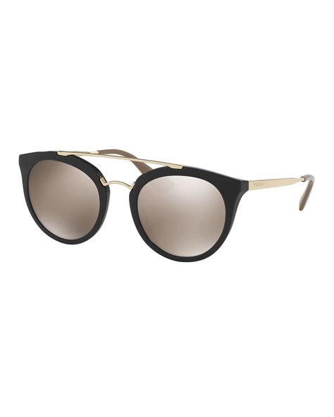 prada metal double-bridge round sunglasses|Prada round sunglasses for women.